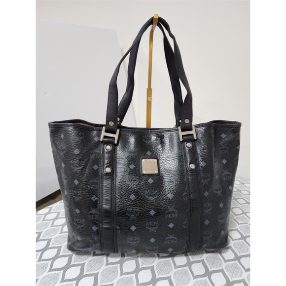 MCM Handbags - Authentic MCM Visestos Shopping Tote Bag Black/Grey